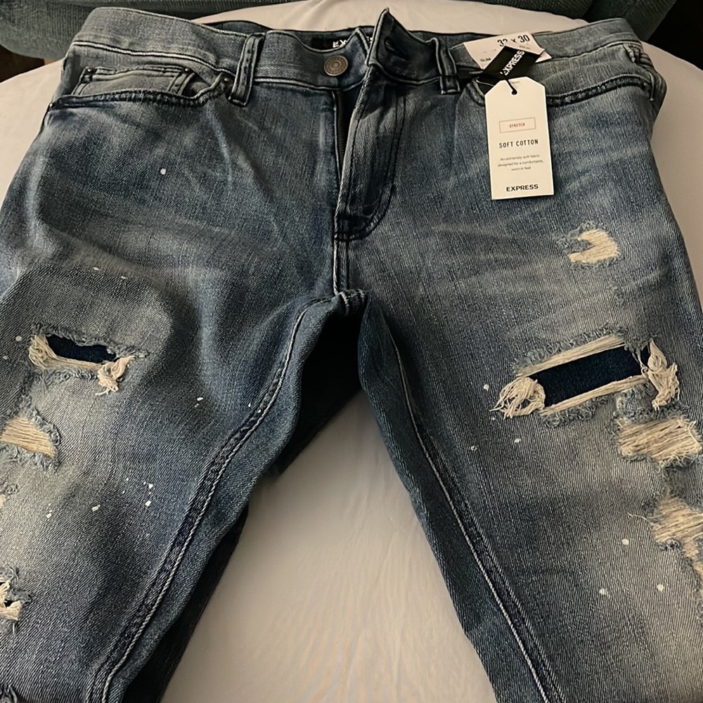 Men's Express Destroyed Denim Jeans - Stretch Slim Fit - 32x30